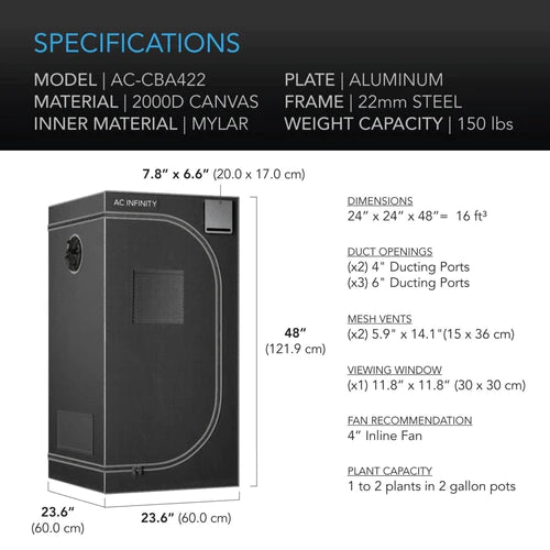 grow tent 2x2x4 AC Infinity Cloudlab 422 Advance Grow Tent 2X2X4