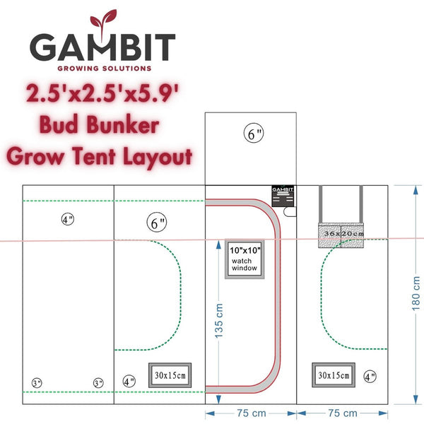 Gambit Growing Low Pro 30" X 30 " x 71" Grow Tent