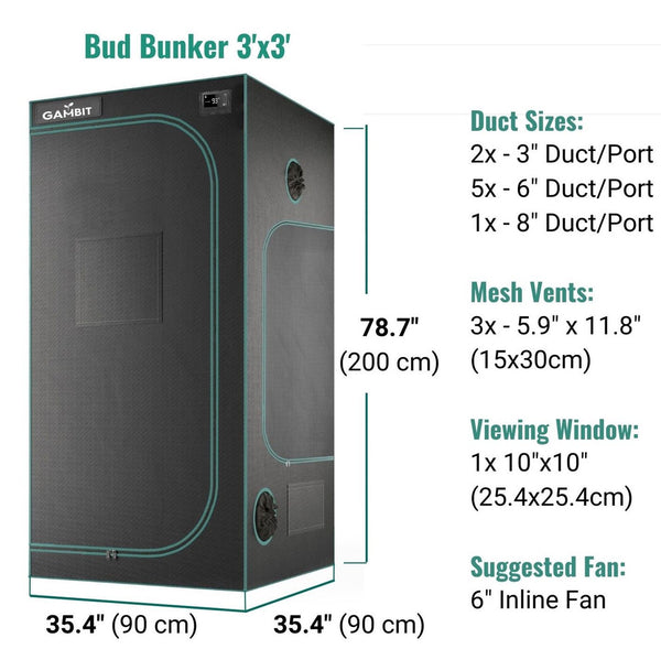 Gambit Growing 3x3x6.6 Bud Bunker Tent