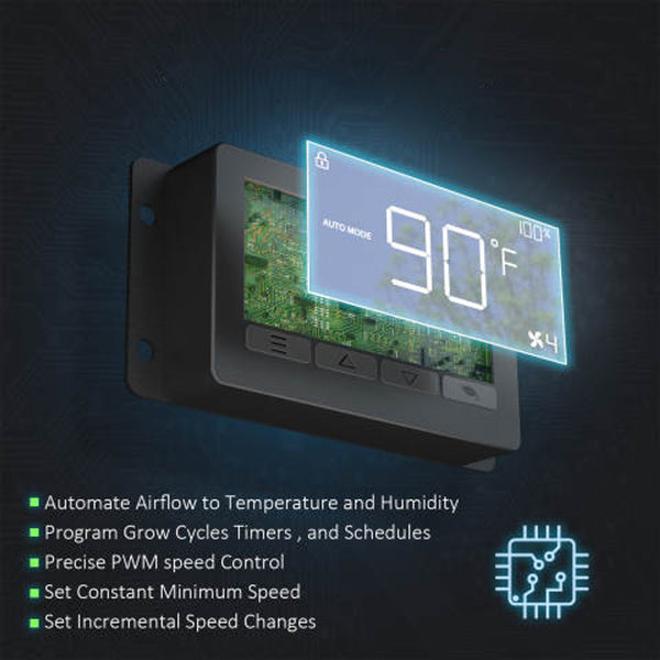 6" Gale Force Quiet Inline Duct Fan with Temperature Humidity VPD Smart Controller