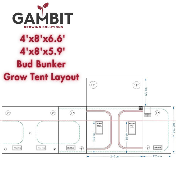 Gambit Growing Low Pro Bud Bunker 48" X 96" X 71" Grow Tent