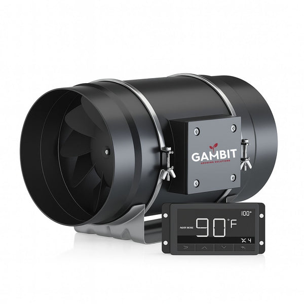 8" Gale Force Quiet Inline Duct Fan with Temperature Humidity VPD Smart Controller