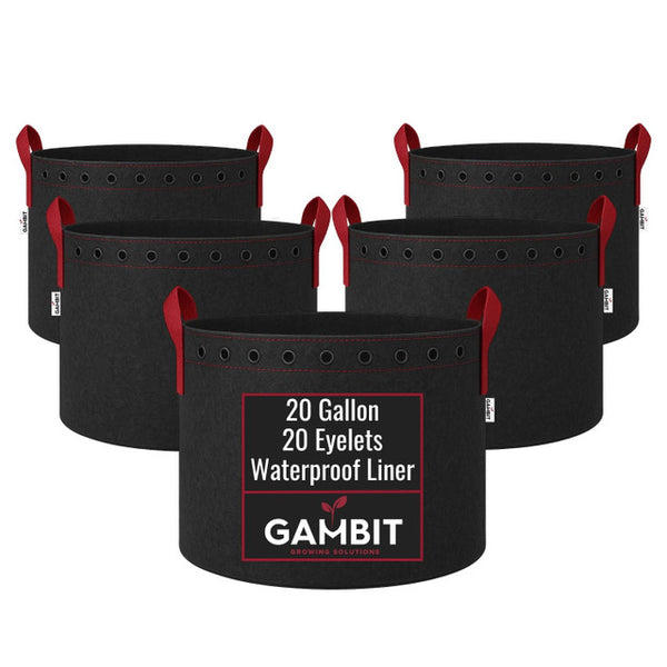 Gambit Growing Heavy Duty Reusable Fabric Pots 5 Pack