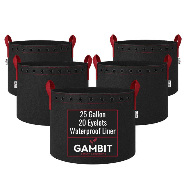 Gambit Growing Heavy Duty Reusable Fabric Pots 5 Pack
