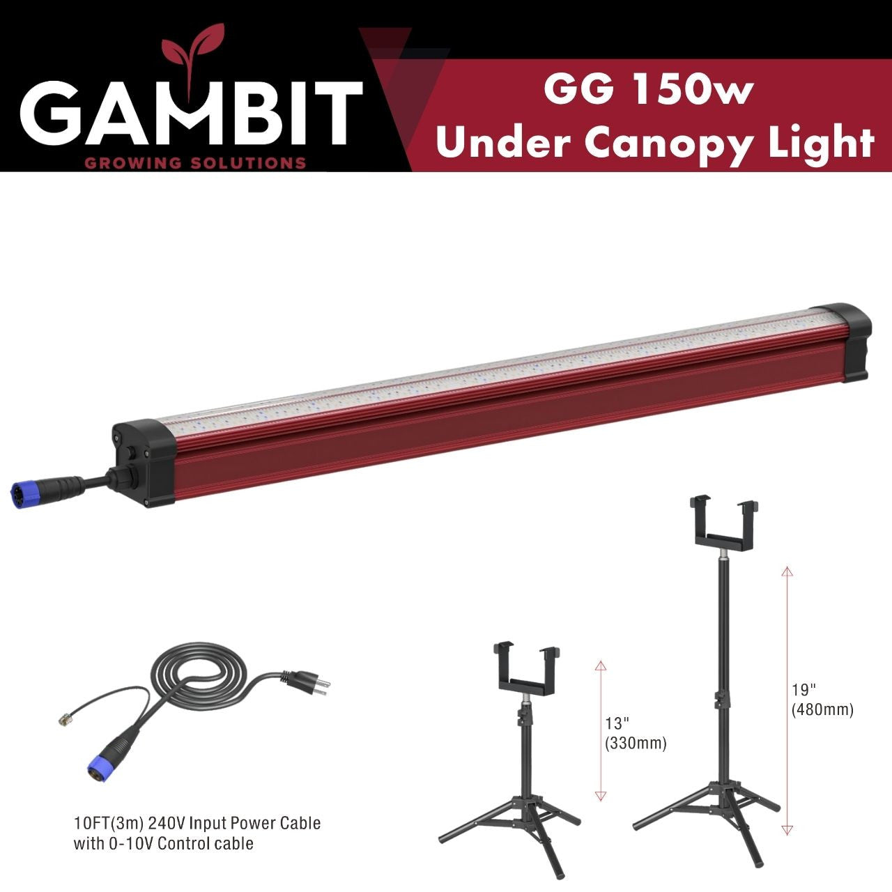 Gambit Growing GG 150w Under Canopy LED Grow Light – 80% Deep Red + Full Spectrum